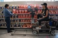 Jesse Garcia (left) and Eva Longoria filming Flamin’ Hot. (Photo via Searchlight Pictures)